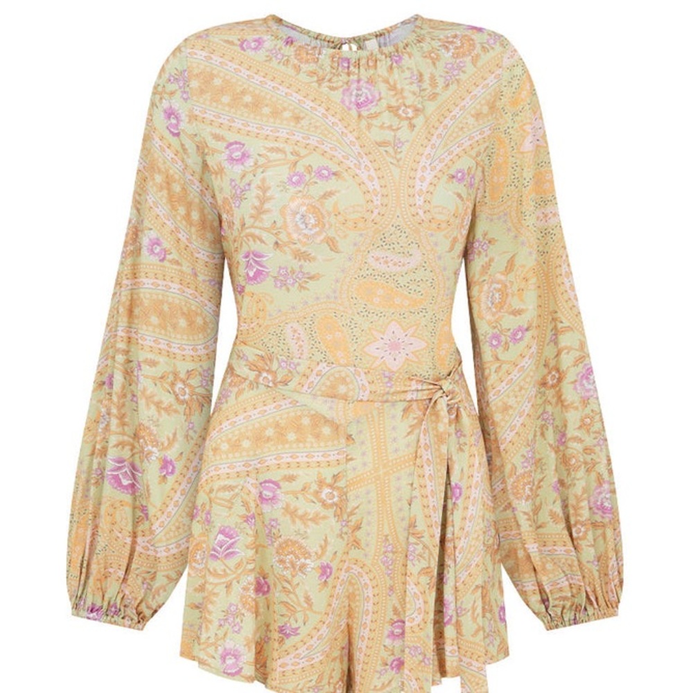 $229 SPELL Belladonna Floral Tie Romper